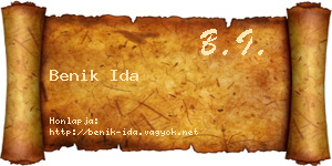 Benik Ida névjegykártya